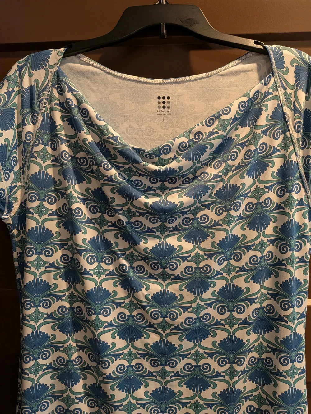 Title Nine Blue & White Printed Cowl-Neck Midi Dress - Picture 2 of 7